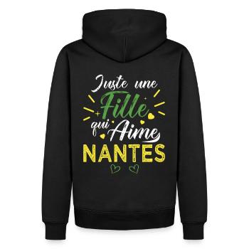 une fille aime nantes foot nantaise ville - Sweat à capuche Premium bio Homme - noir - Dos - Nico (187cm)