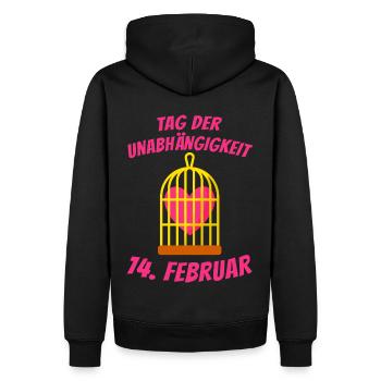 Valentinstag - Tag der Unabhängigkeit für Singles - Männer Premium Bio Hoodie - Schwarz - Hinten - Nico (187cm)