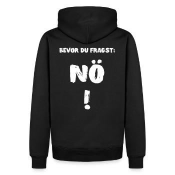 Bevor du fragst: (Nö-Edition) - Männer Premium Bio Hoodie - Schwarz - Hinten - Nico (187cm)