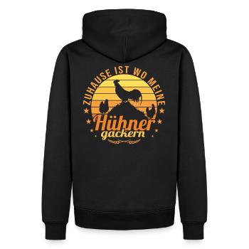 Zuhause ist wo meine Hühner gackern Hühnerzucht - Männer Premium Bio Hoodie - Schwarz - Hinten - Nico (187cm)