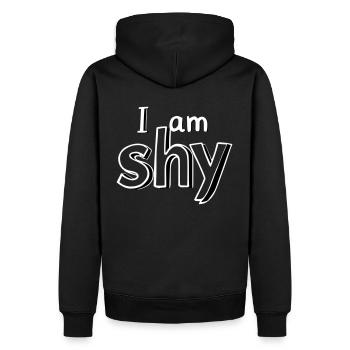 I am shy - Sweat à capuche Premium bio Homme - noir - Dos - Nico (187cm)