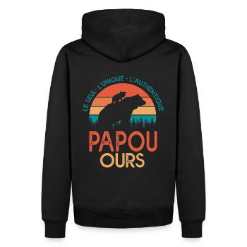 papou ours Cadeau Tshirt papa ours grand père papy - Sweat à capuche Premium bio Homme - noir - Dos - Nico (187cm)