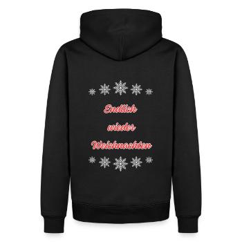 Endlich wieder Weihnachten - Männer Premium Bio Hoodie - Schwarz - Hinten - Nico (187cm)
