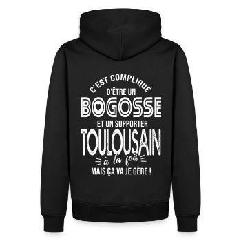 Toulouse bogosse supporter club foot toulousain - Sweat à capuche Premium bio Homme - noir - Dos - Nico (187cm)