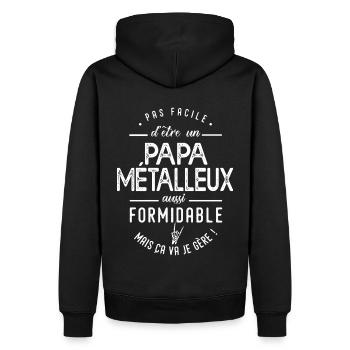 Papa métalleux Métal Music heavy metal - Sweat à capuche Premium bio Homme - noir - Dos - Nico (187cm)