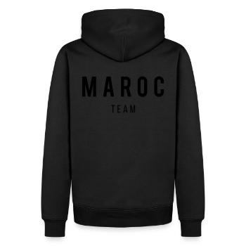 Maroc team - Sweat à capuche Premium bio Homme - noir - Dos - Nico (187cm)