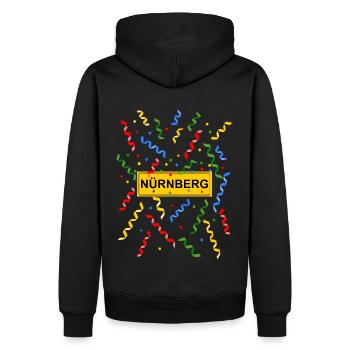 Nürnberg Fasching Konfetti Kostüm Ortsschild - Männer Premium Bio Hoodie - Schwarz - Hinten - Nico (187cm)
