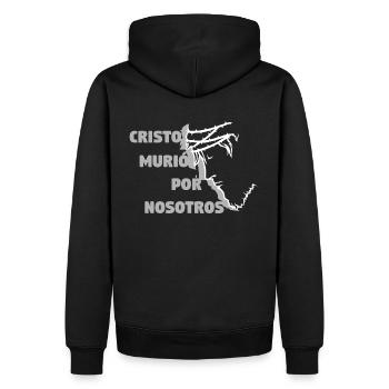 Christus ist für uns gestorben - Spanisch - Männer Premium Bio Hoodie - Schwarz - Hinten - Nico (187cm)