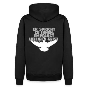 Receive Comforter - Deutsch - Männer Premium Bio Hoodie - Schwarz - Hinten - Nico (187cm)