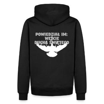 Receive Comforter - Polnisch - Männer Premium Bio Hoodie - Schwarz - Hinten - Nico (187cm)