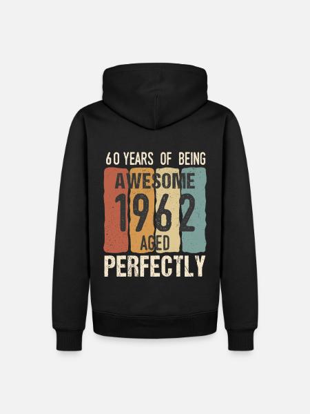 60 Geburtstag, Geboren 1962 - Herre Premium økologisk hoodie - sort