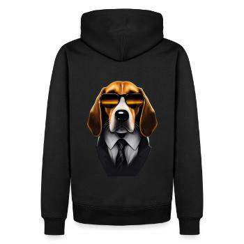Beagle Hund mit Sonnenbrille Anzug und Krawatte - Männer Premium Bio Hoodie - Schwarz - Hinten - Nico (187cm)