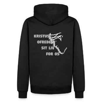 Christus ist für uns gestorben - Dänisch - Männer Premium Bio Hoodie - Schwarz - Hinten - Nico (187cm)