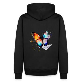 Schmetterling Aquarellfarbe - Männer Premium Bio Hoodie - Schwarz - Hinten - Nico (187cm)