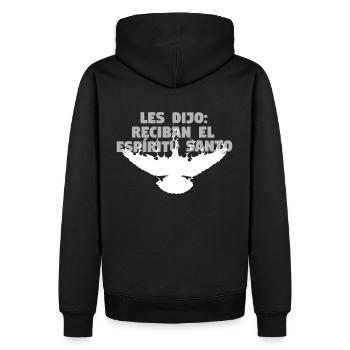 Receive Comforter - Spanisch - Männer Premium Bio Hoodie - Schwarz - Hinten - Nico (187cm)