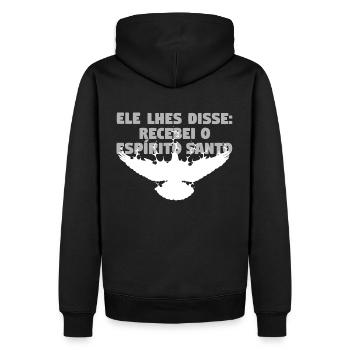 Receive Comforter - Portugiesisch - Männer Premium Bio Hoodie - Schwarz - Hinten - Nico (187cm)