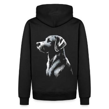 Labrador Zeichnung Kopf silber - Männer Premium Bio Hoodie - Schwarz - Hinten - Nico (187cm)