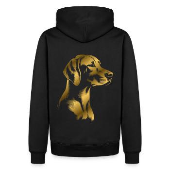 Magyar Vizsla Zeichnung Kopf gold - Männer Premium Bio Hoodie - Schwarz - Hinten - Nico (187cm)