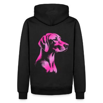 Magyar Vizsla dessin tête rose - Sweat à capuche Premium bio Homme - noir - Dos - Nico (187cm)