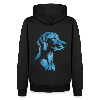 Magyar Vizsla dessin tête bleu - Sweat à capuche Premium bio Homme - noir - Dos - Nico (187cm)
