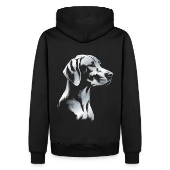 Magyar Vizsla dessin tête argent - Sweat à capuche Premium bio Homme - noir - Dos - Nico (187cm)