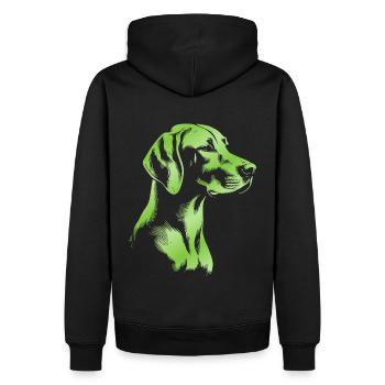 Magyar Vizsla Zeichnung Kopf grün - Männer Premium Bio Hoodie - Schwarz - Hinten - Nico (187cm)