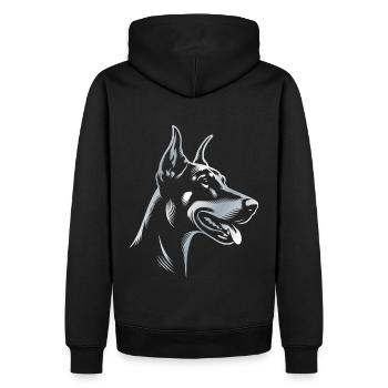 Doberman Pinscher, Dog Head, Silver Drawing - Men’s Premium Organic Hoodie - black - Back - Nico (187cm)