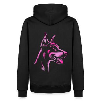 Doberman Pinscher, Dog Head, Drawing Pink - Men’s Premium Organic Hoodie - black - Back - Nico (187cm)
