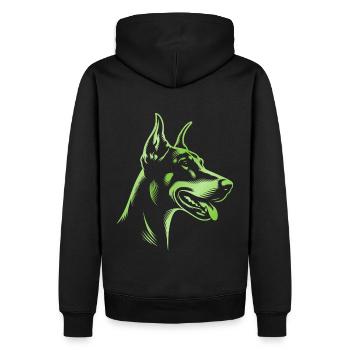 Doberman Pinscher, Dog Head, Drawing Green - Men’s Premium Organic Hoodie - black - Back - Nico (187cm)