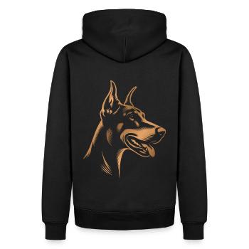 Doberman Pinscher, Dog Head, Drawing bronze - Men’s Premium Organic Hoodie - black - Back - Nico (187cm)