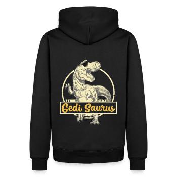 Gedi Saurus Wöd Gedi Patenonkel Österreich - Männer Premium Bio Hoodie - Schwarz - Hinten - Nico (187cm)