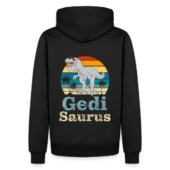 Gedi Saurus Wöd Gedi Patenonkel Österreich - Männer Premium Bio Hoodie - Schwarz - Hinten - Nico (187cm)