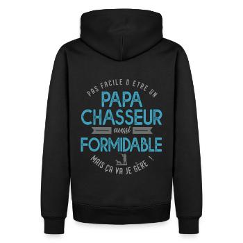 papa chasseur formidable Cadeau cool chasse père - Sweat à capuche Premium bio Homme - noir - Dos - Nico (187cm)