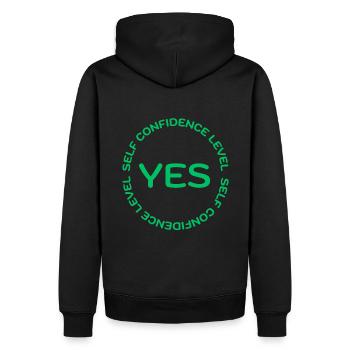 NIVEAU DE CONFIANCE EN SOI OUI vert - Sweat à capuche Premium bio Homme - noir - Dos - Nico (187cm)
