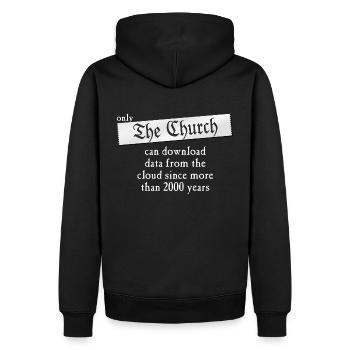 only the Church can download from the cloud - Männer Premium Bio Hoodie - Schwarz - Hinten - Nico (187cm)