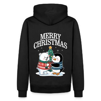 Polar Bear Penguin Christmas Merry Christmas Cute - Men’s Premium Organic Hoodie - black - Back - Nico (187cm)