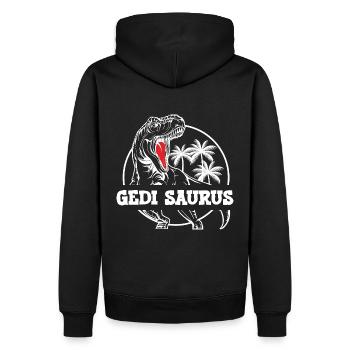 Gedi Saurus Wöd Gedi Patenonkel Österreich - Männer Premium Bio Hoodie - Schwarz - Hinten - Nico (187cm)