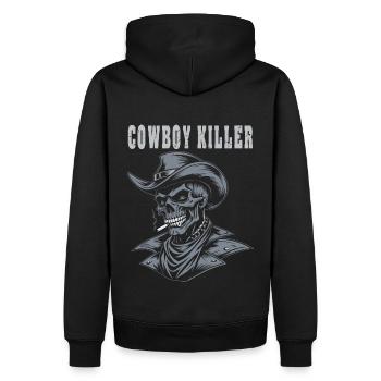 Cowboy Killer Skull Tee Western Totenkopf Design - Men’s Premium Organic Hoodie - black - Back - Nico (187cm)
