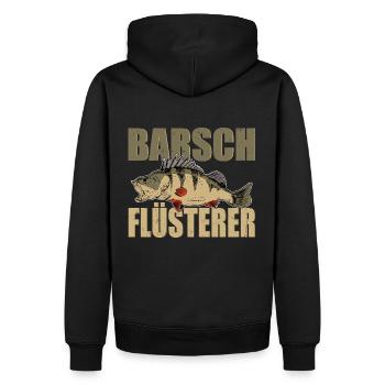 Barsch Flüsterer Barsche Angeln Kretzer Angler - Männer Premium Bio Hoodie - Schwarz - Hinten - Nico (187cm)