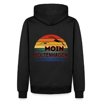Moin Boltenhagen avec une mouette dans un style rétro - Sweat à capuche Premium bio Homme - noir - Dos - Nico (187cm)