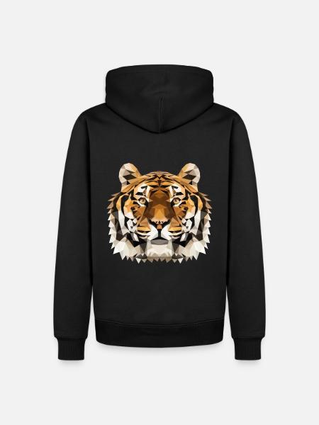 Tiger | Polygon Tiger Kopf | Tigerkopf geometrisch - Männer Premium Bio Hoodie - Schwarz