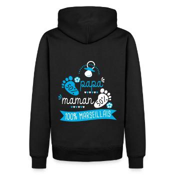 bébé supporter football OM marseille marseillais - Sweat à capuche Premium bio Homme - noir - Dos - Nico (187cm)