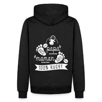 Rugby bébé supporter Rugby sport - Sweat à capuche Premium bio Homme - noir - Dos - Nico (187cm)