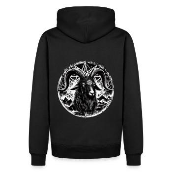Goat - Pentagram - Men’s Premium Organic Hoodie - black - Back - Nico (187cm)
