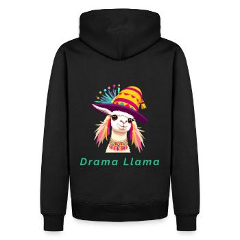 Drama Llama Funny Animal - Men’s Premium Organic Hoodie - black - Back - Nico (187cm)
