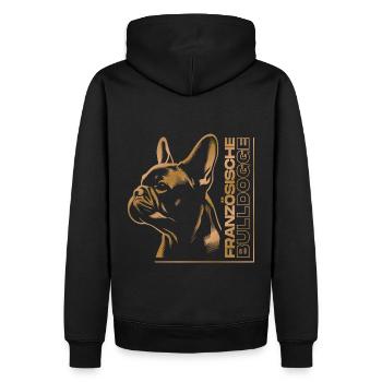 Französische Bulldogge Zeichnung Kopf gold - Männer Premium Bio Hoodie - Schwarz - Hinten - Nico (187cm)
