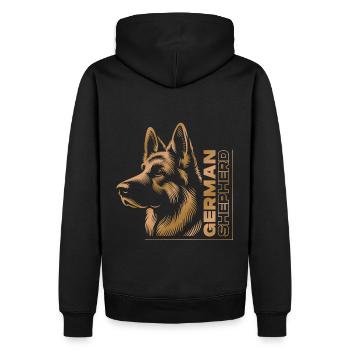 German Shepherd Zeichnung Kopf Portrait gold - Männer Premium Bio Hoodie - Schwarz - Hinten - Nico (187cm)