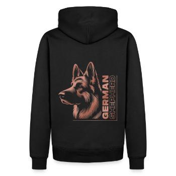 GERMAN SHEPHERD Zeichnung Kopf rosegold - Männer Premium Bio Hoodie - Schwarz - Hinten - Nico (187cm)