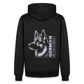 German Shepherd Drawing Head Portrait silver - Men’s Premium Organic Hoodie - black - Back - Nico (187cm)