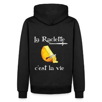 La Raclette c'est la vie cadeau - Sweat à capuche Premium bio Homme - noir - Dos - Nico (187cm)